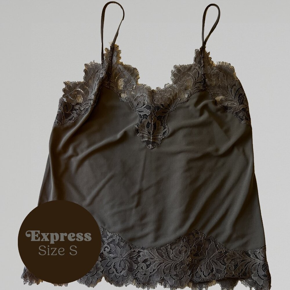 Light brown silky lace cami